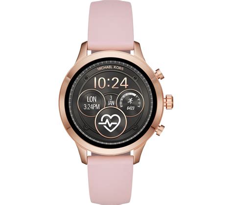 michael kors access runway mkt5048 smartwatch rose gold & pink|Michael Kors Women's Access Runway Stainless Steel Silicone .